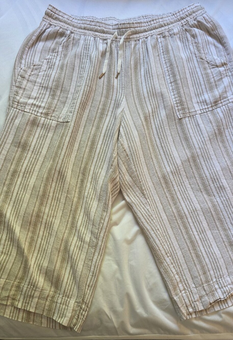 Women Beige Striped Casual Pants